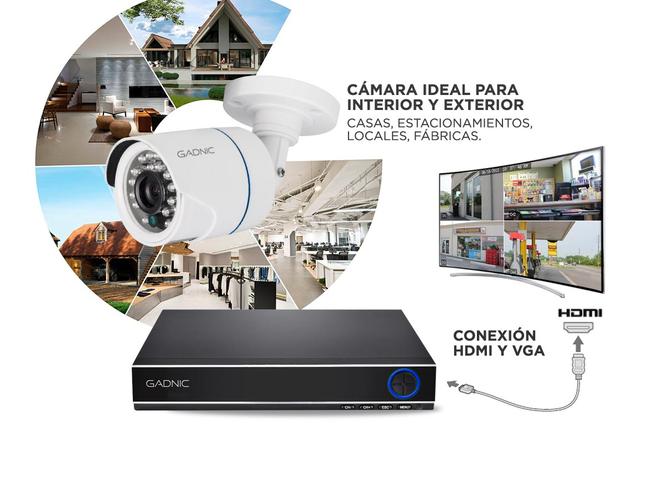 Kit x 4 Camaras de Seguridad Exterior DVR + Fuente Switching 12v a 10a 1TB - 5