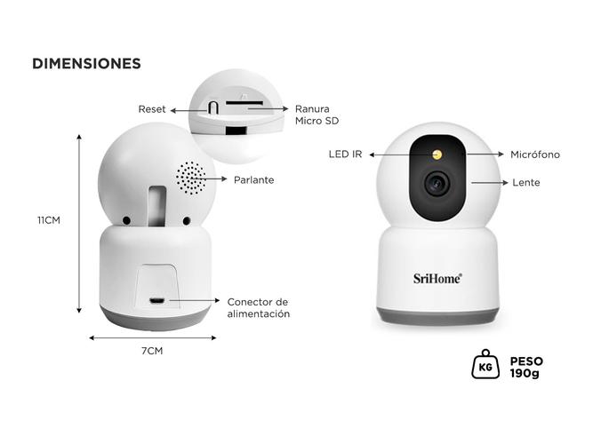 Kit de 4 Cámara de Seguridad IP SriHome 5MP Wifi 5g 2.4g - 4