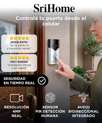 Timbre Inteligente Inalambrico Srihome DH002 4MP Wifi Con Camara HD Vision Nocturna Audio Bidireccional Sensor PIR Bateria 5200mAh Y DingDong Incluido - 1