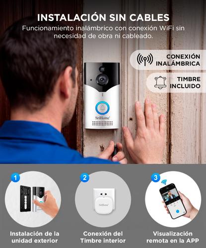 Timbre Inteligente Inalambrico Srihome DH002 4MP Wifi Con Camara HD Vision Nocturna Audio Bidireccional Sensor PIR Bateria 5200mAh Y DingDong Incluido - 4