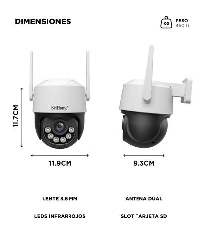 Camara De Seguridad Wifi Exterior Srihome SH072 8MP 4K Dual Wifi 24G 5G Lente 36mm Vision Nocturna Color IP66 Audio Bidireccional Rotacion 360 - 5