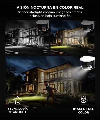 Camara De Seguridad Wifi Srihome 4MP 4K IA Reconocimiento Facial Vehiculos Fuego Dual Lente 36mm Vision 180 Grados Vision Nocturna Color Audio Bidireccional - 3