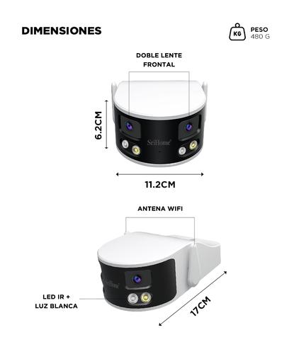 Camara De Seguridad Wifi Srihome 4MP 4K IA Reconocimiento Facial Vehiculos Fuego Dual Lente 36mm Vision 180 Grados Vision Nocturna Color Audio Bidireccional - 5