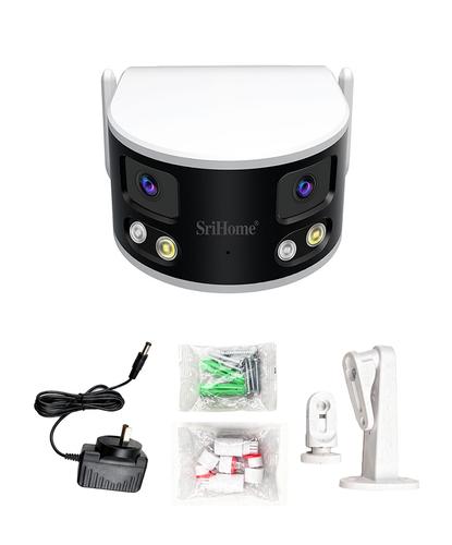 Camara De Seguridad Wifi Srihome 4MP 4K IA Reconocimiento Facial Vehiculos Fuego Dual Lente 36mm Vision 180 Grados Vision Nocturna Color Audio Bidireccional - 6