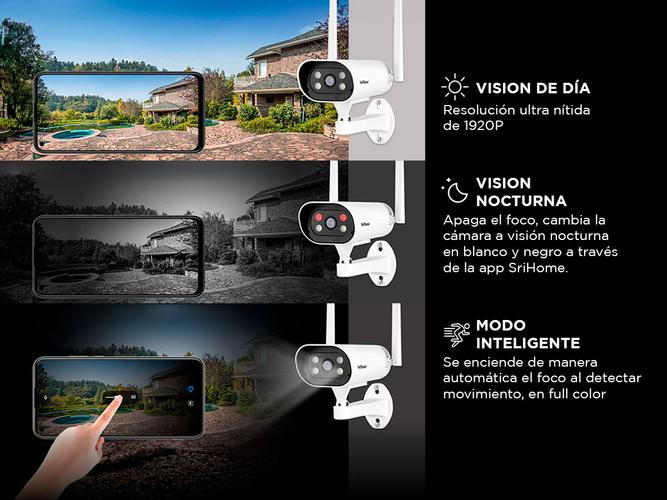 Kit x 3 Cámara de Seguridad SriHome 4mp Alarma Visión Nocturna - 2