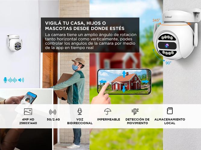 Kit x2 Cámara de Seguridad sh047 SriHome 4mp Audio De Pared o Techo - 4
