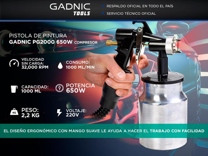 Pistola de Pintura Gadnic PG2000 650w Compresor Usado - 1