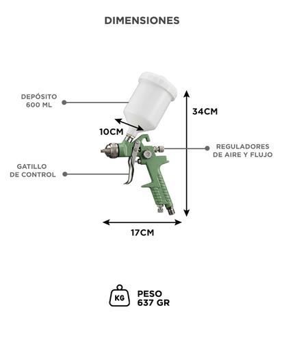 Pistola Para Pintar Bron By Gadnic HVLP Precisión 600ml Ajustable - 5