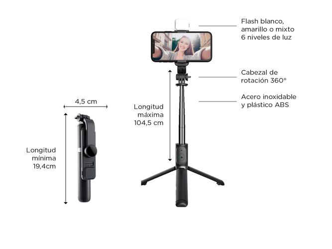 Tripode Gadnic Bastón de Selfie Con Bluetooth y Flash - 3
