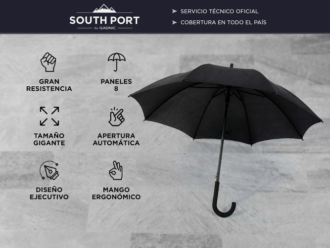 Paraguas Largo South Port Automatico Antiviento Con Mango Curvado  - 1