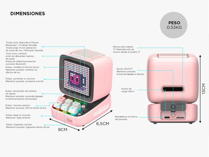 Parlante Bluetooth Divoom Ditoo Pc Retro Pixel Art - 5