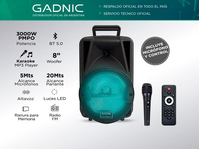 Parlante Gadnic Live Studio XBS3 Bluetooth 3000w Función Karaoke + Micrófono - 1