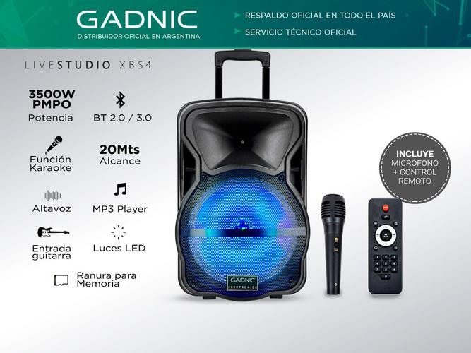 Parlante Gadnic Live Studio XBS4 Bluetooth 3500w Micrófono Karaoke - 1