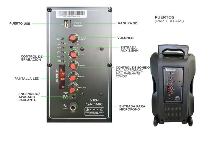 Parlante Gadnic Live Studio XBS4 Bluetooth 3500w Micrófono Karaoke - 4