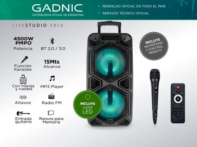 Parlante Gadnic Live Studio XBS6 Bluetooth 4500w Micrófono Karaoke - 1