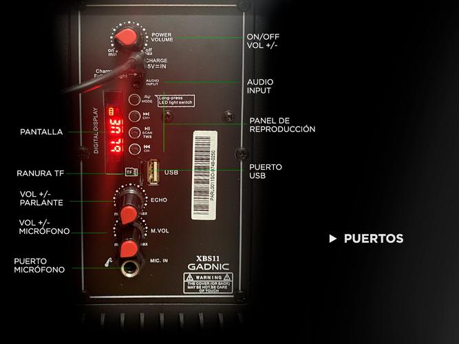 Parlante Gadnic Live Studio XBS11 Bluetooth 2500w Función Karaoke - 4