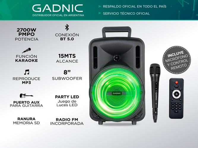 Parlante Gadnic Live Studio XBS16 Función Karaoke Bluetooth 2700w SubWoofer 8 - 1