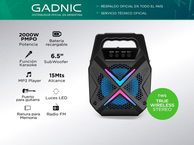 Parlante Gadnic XBS36 Bluetooth USB 2000W TWS - 1