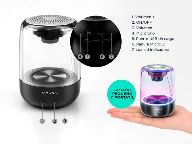 Parlante Bluetooth Portatil Gadnic Recargable 360 ° - 4