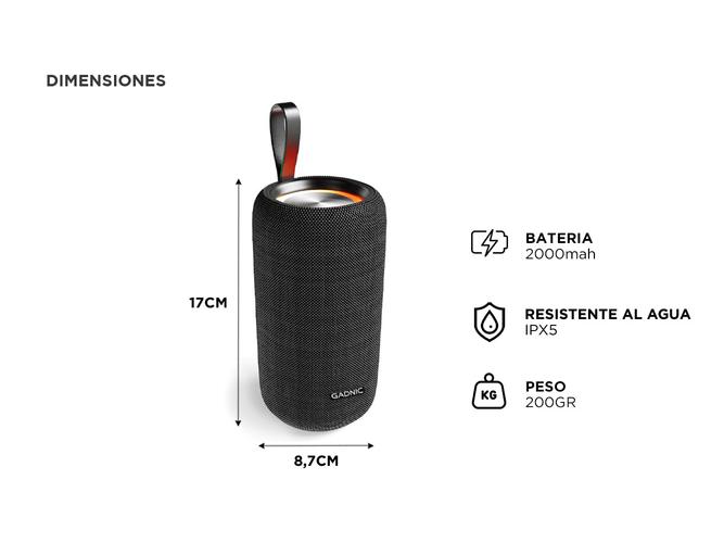 Parlante Portatil EchoGo Gadnic Bluetooth Con Luz RGB  Outlet - 4
