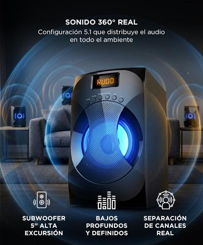 Home Theater Gadnic Sistema De Altavoces Multimedia 51 Bluetooth Con Subwoofer Amplificado 45W Control Remoto Radio FM RCA Para TV PC Y Reproductores - 2