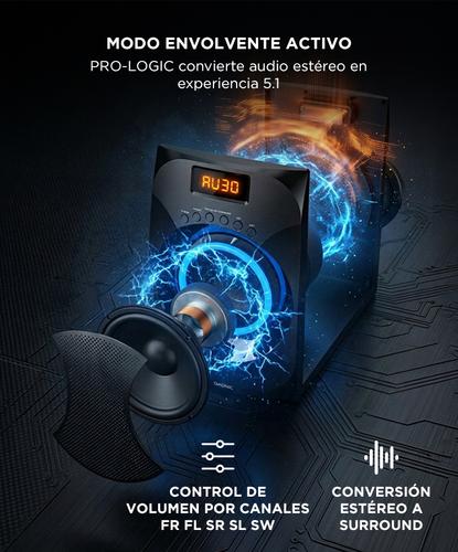 Home Theater Gadnic Sistema De Altavoces Multimedia 51 Bluetooth Con Subwoofer Amplificado 45W Control Remoto Radio FM RCA Para TV PC Y Reproductores - 4