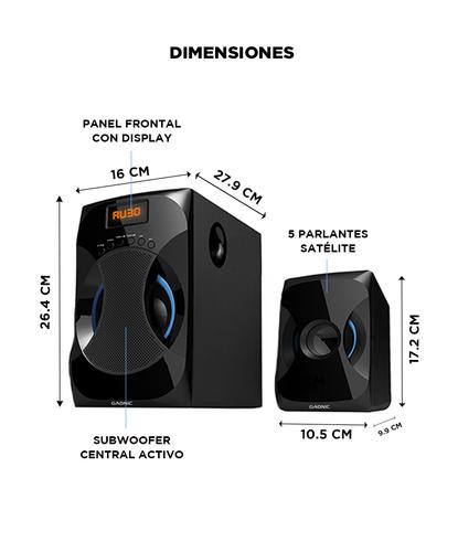 Home Theater Gadnic Sistema De Altavoces Multimedia 51 Bluetooth Con Subwoofer Amplificado 45W Control Remoto Radio FM RCA Para TV PC Y Reproductores - 5