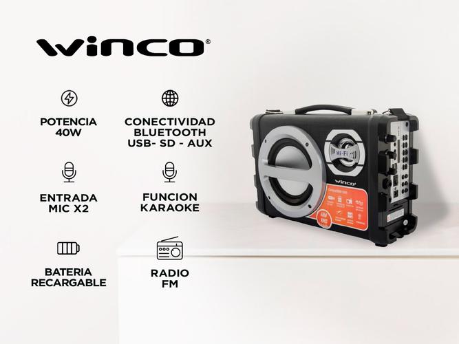 Parlante Winco Potenciado Portatil Bluetooth USB Karaoke 40W - 1