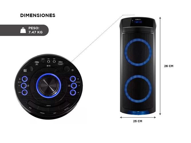 Parlante Noblex MNT390 Torre de Sonido con Bluetooth Portatil 4800W  - 4