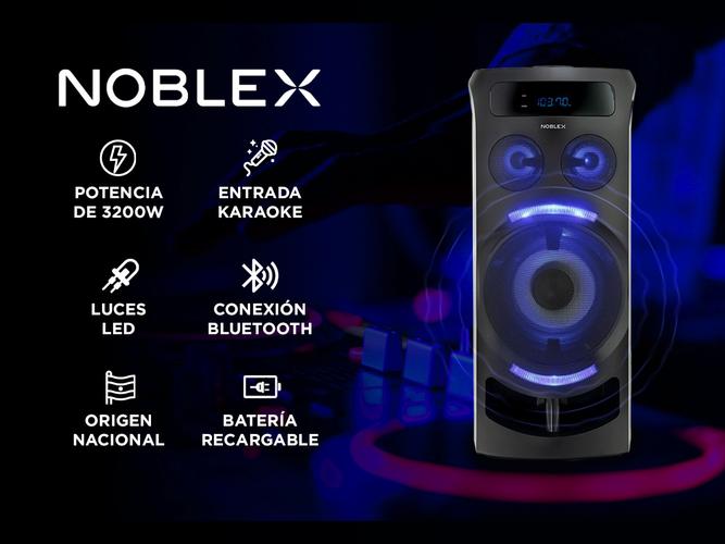 Parlante Portatil Noblex Mnt290 Bluetooth 3200w Luz Led Karaoke - 1