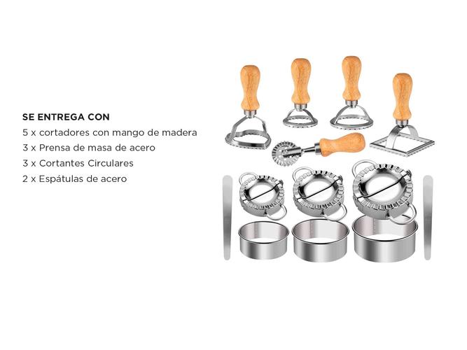 Set x 13 Cortantes de Pasta Empanadas Maddy Gadnic Acero Inoxidable - 5