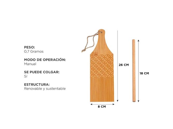 Tablero Y Rodillo Para Pastas Gadnic PS5 Para Cocina De Bambú - 3