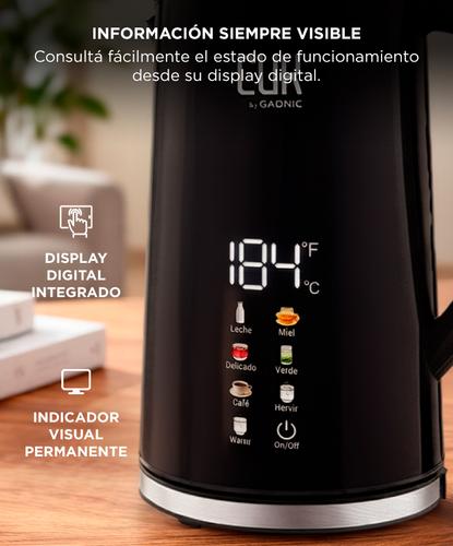 Pava Eléctrica Cuk By Gadnic 1.7L 2200W Con Display Digital Acero Inoxidable - 2