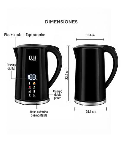 Pava Eléctrica Cuk By Gadnic 1.7L 2200W Con Display Digital Acero Inoxidable - 5