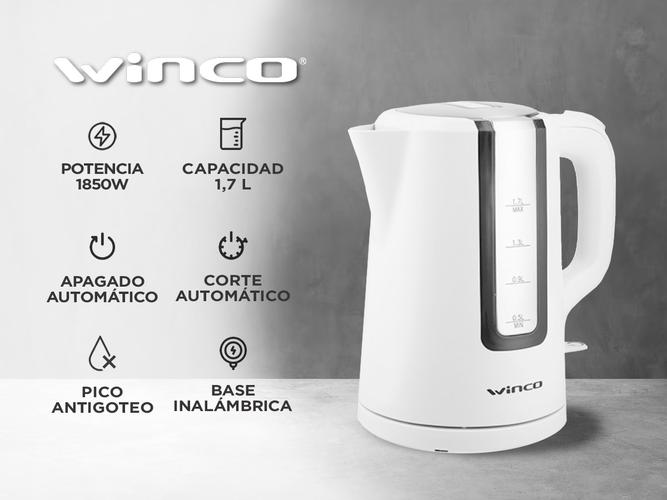 Pava Electrica Winco Jarra Corte Automatico 1.7L Blanco  - 1