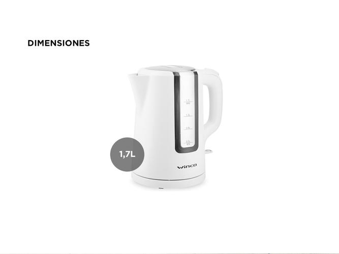 Pava Electrica Winco Jarra Corte Automatico 1.7L Blanco  - 4