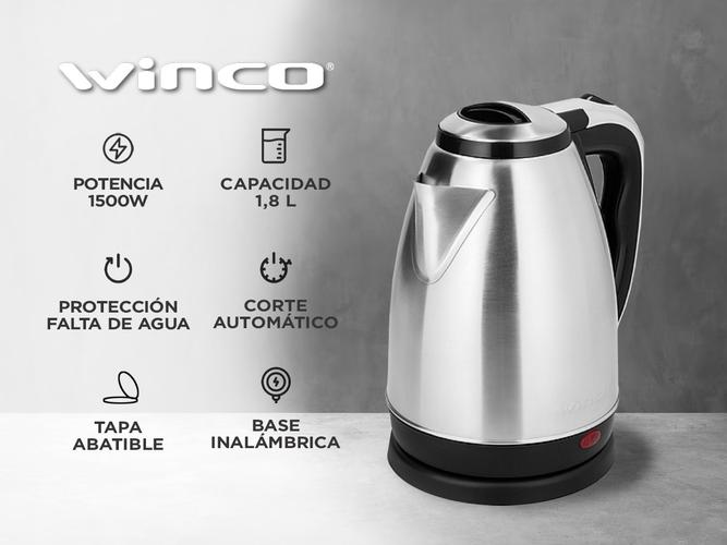 Pava Jarra Electrica Winco 18L 1500W Acero Inoxidable - 1
