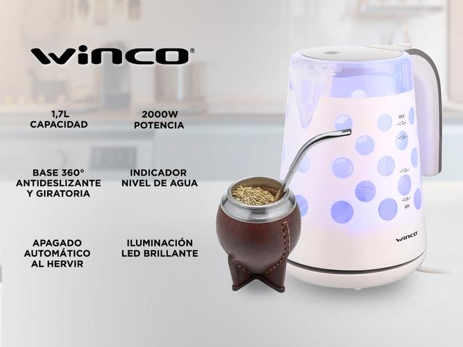 Pava Eléctrica Winco W708 Blanca 1.7lts Corte Automatico - 1