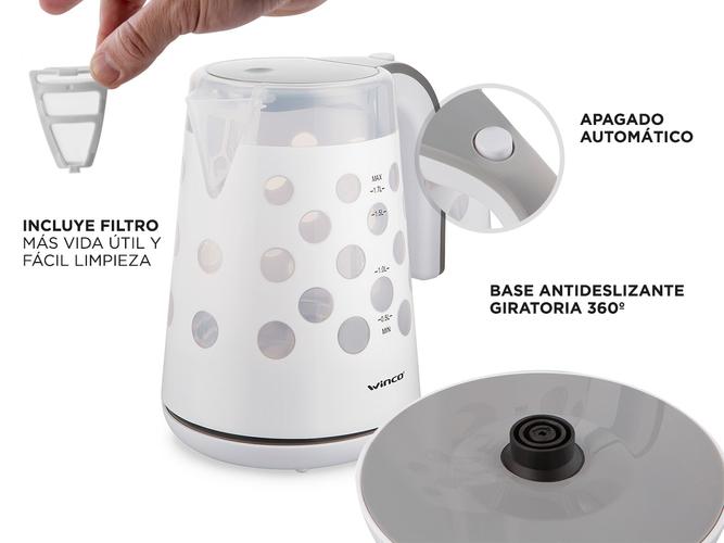 Pava Eléctrica Winco W708 Blanca 1.7lts Corte Automatico - 3