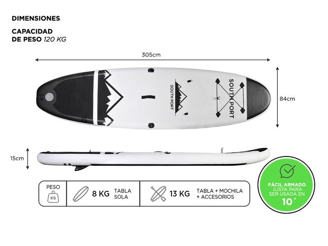 Stand Up Paddle Gadnic Bertha Tabla Inflable Remo Inflador Bolso  - 5