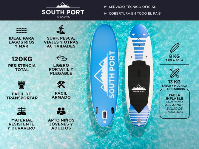 Stand Up Paddle Azul Gadnic PB10220 Tabla Inflable Remo Inflador Bolso - 1