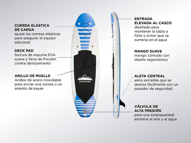 Stand Up Paddle Azul Gadnic PB10220 Tabla Inflable Remo Inflador Bolso - 3