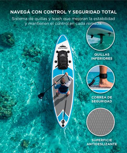 Tabla Paddle Surf South Port By Gadnic Inflable Base Antideslizante Stand Up Board 305 cm Con Remo - 3