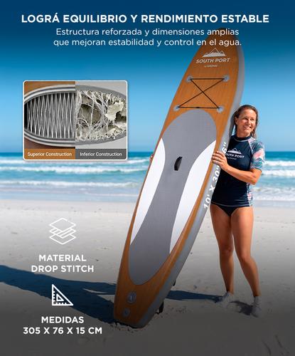 Tabla Paddle Surf South Port By Gadnic Inflable Base Antideslizante EVA Board 305 cm Con Remo - 2