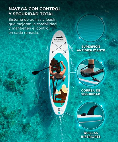 Tabla Paddle Surf South Port By Gadnic Inflable Base Antideslizante Board 305 cm Con Remo - 3