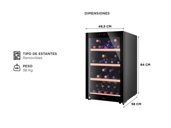 Cava Eléctrica Philco Phcav052n 52 Botellas Estantes Madera - 3