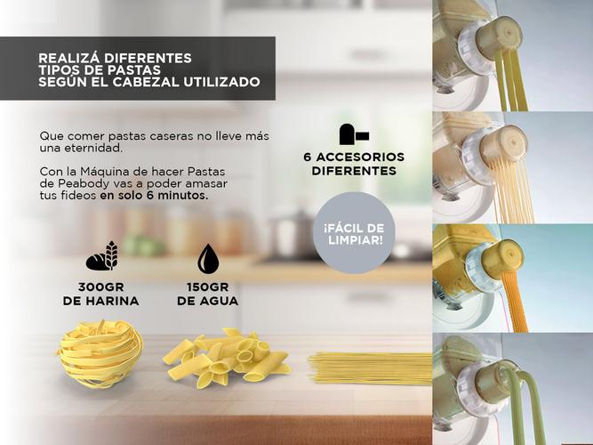 Fabrica De Pastas Peabody PEMP001R 300gr 6 Accesorios - 3
