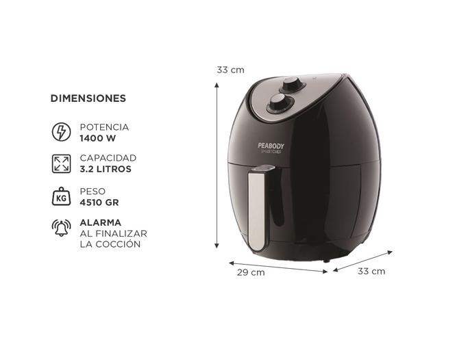Freidora de Aire Peabody 3.2 Lts 1400 Watts Sin Aceite AF605N - 4