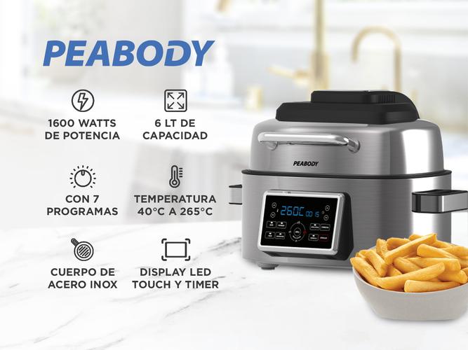 Freidora de Aire Con Grill Peabody 6 Lts 1600 Watts AFG01IX - 1