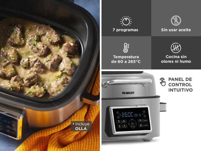Freidora de Aire Con Grill Peabody 6 Lts 1600 Watts AFG01IX - 2